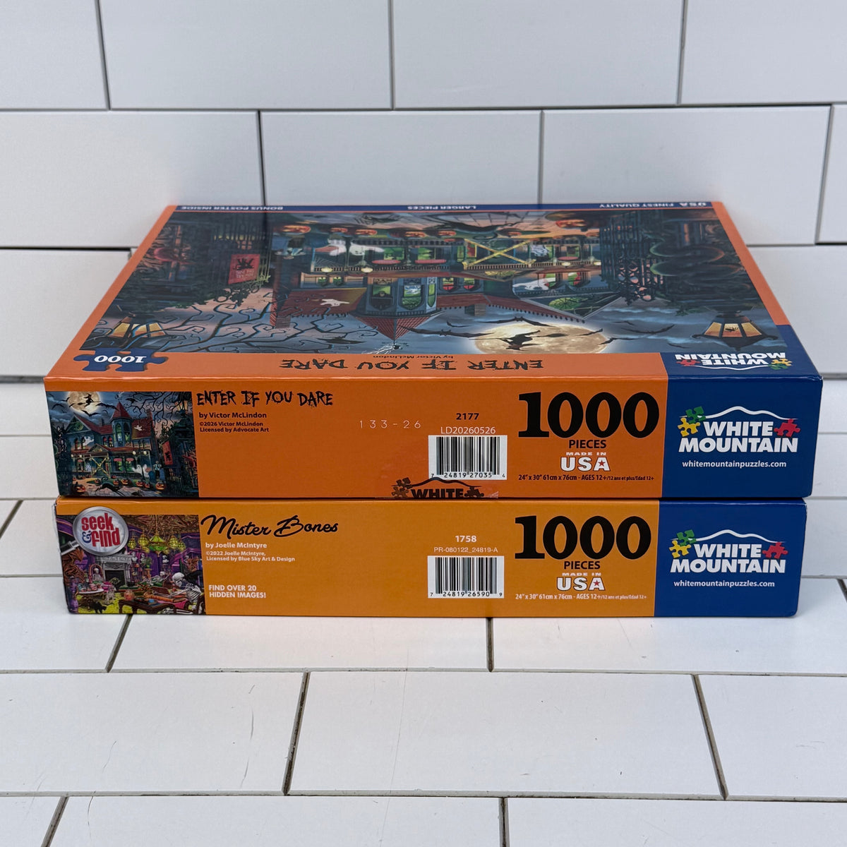 White Mountain Halloween 1000 Piece Puzzles Set of 2 With Posters