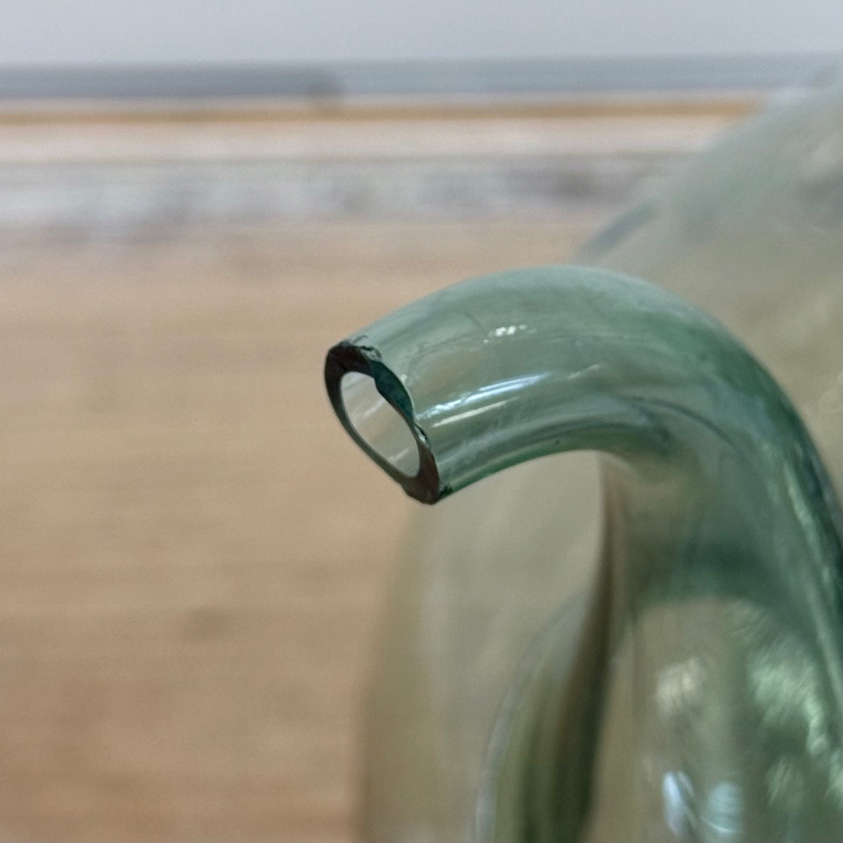 Hand Blown Green Glass Wine Decanter with Ice Pocket