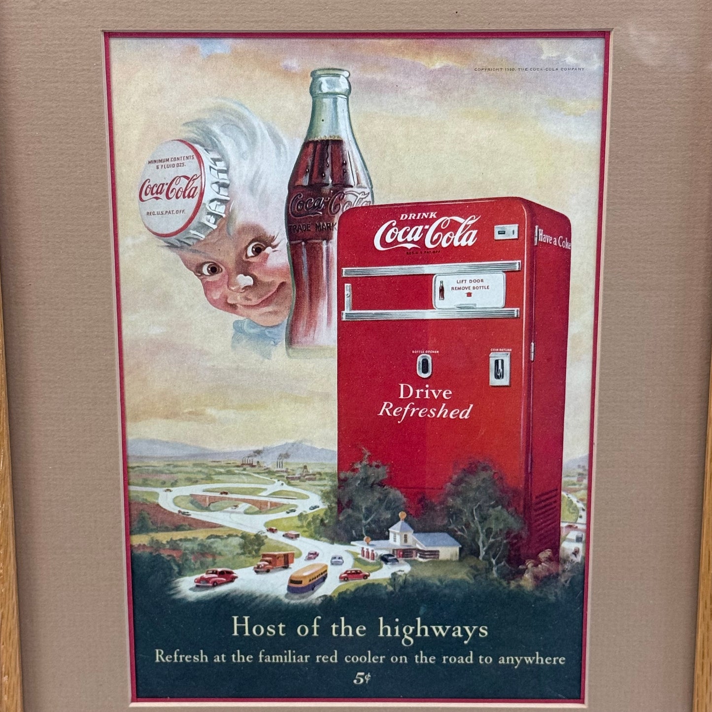 Coca-Cola Original Framed Print Advertisements Set of 2 1950