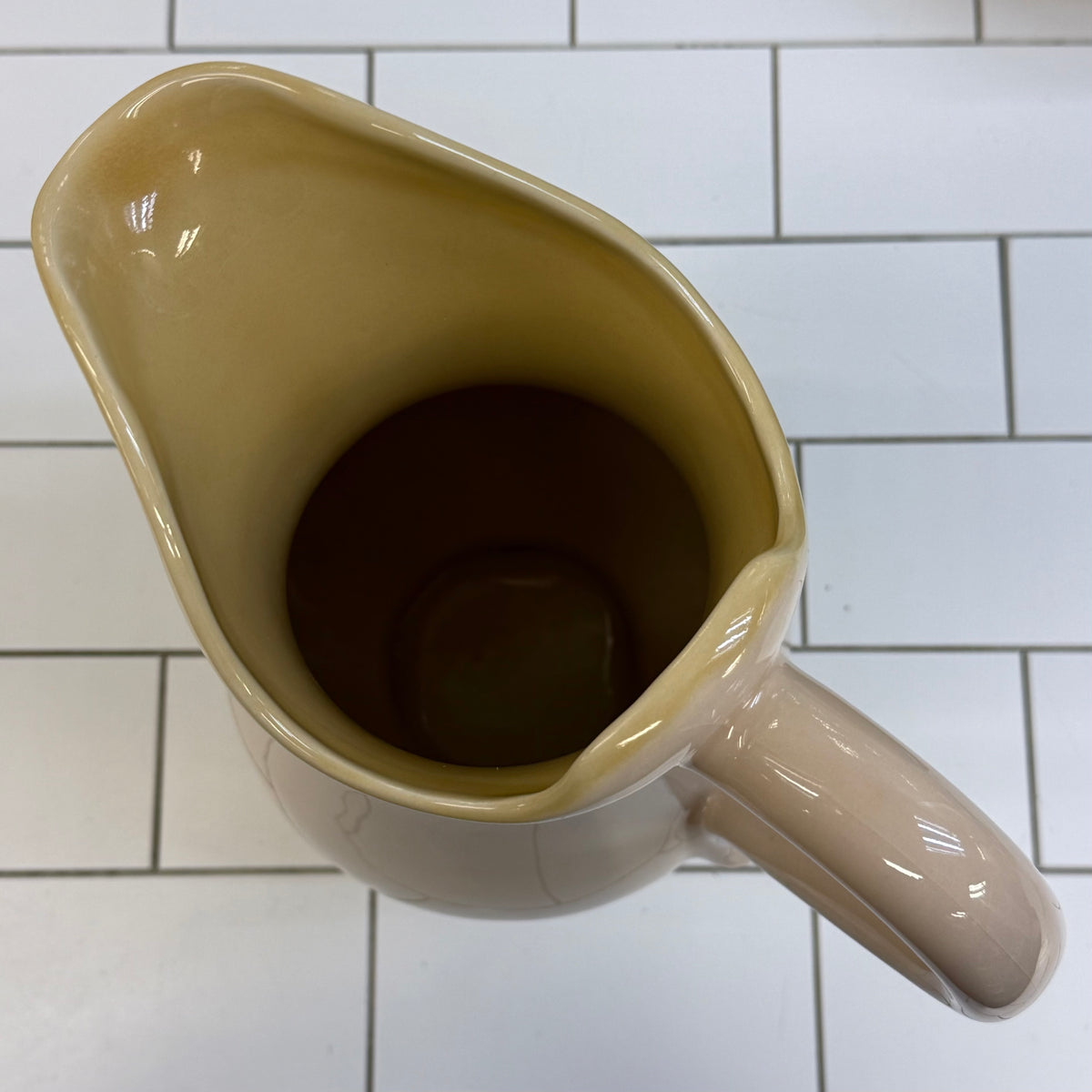 Ceramic Pitcher Embossed Leaf Design Farmhouse Decor 13”