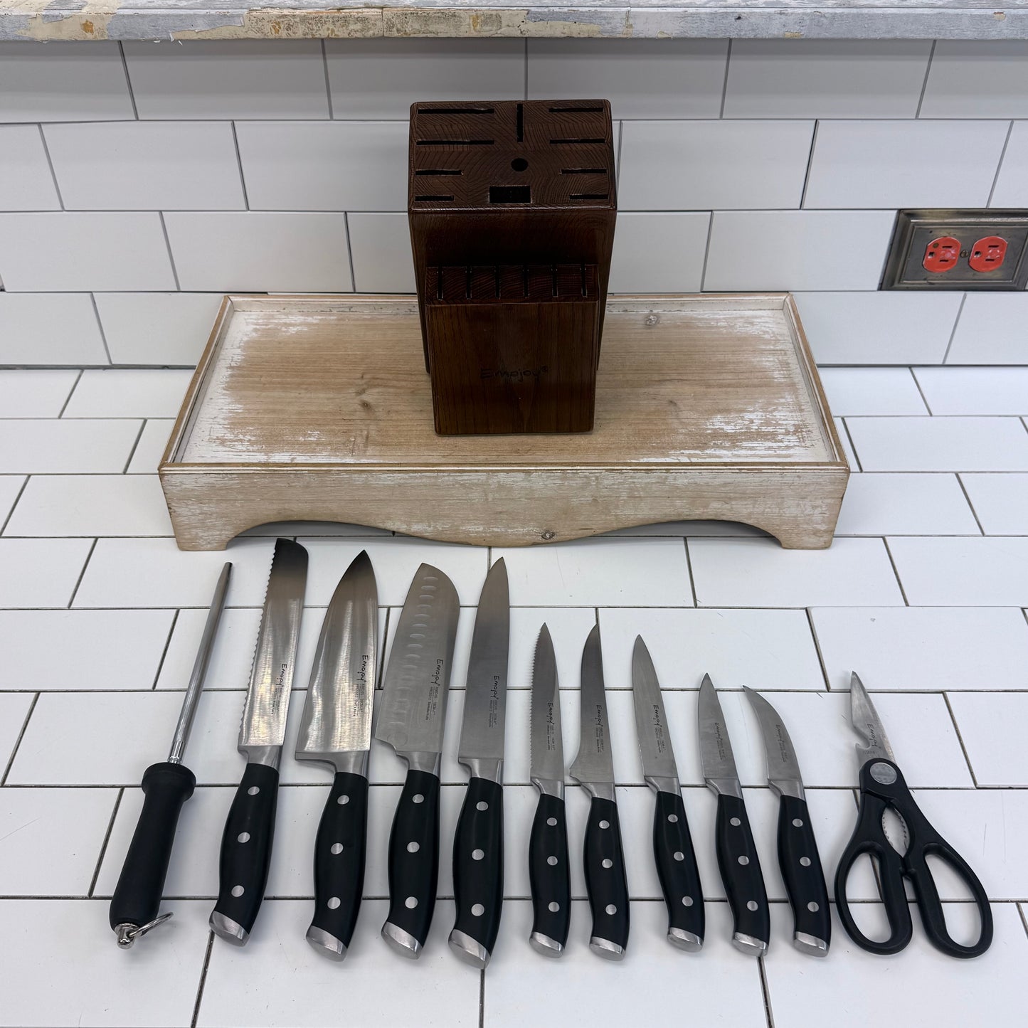 Emojoy Knife Set with Block Set of 12 High Carbon Steel