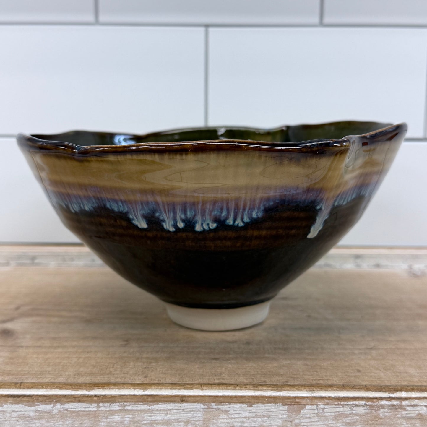Studio Art Pottery Drip Glaze Ceramic Bowl