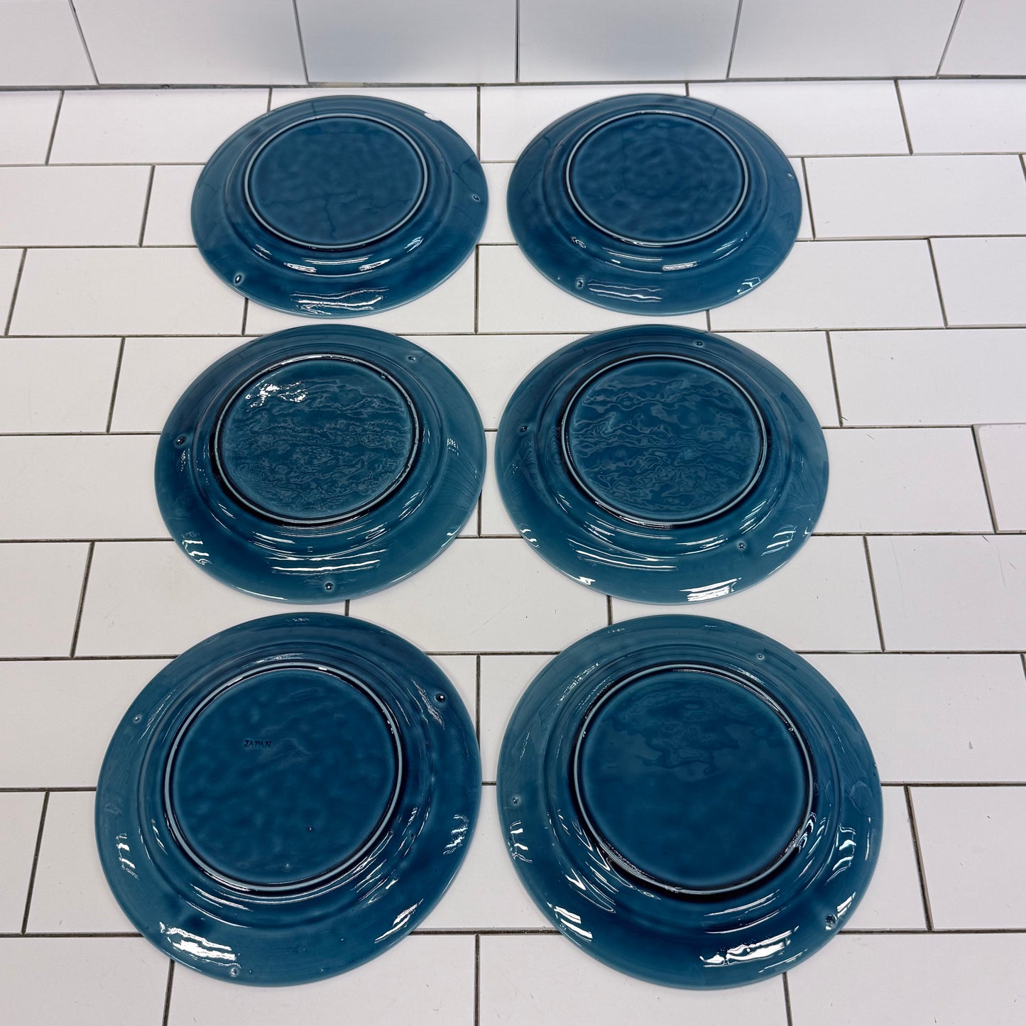 Japanese Blue Glazed Porcelain Tea Set 18 Piece Mid Century
