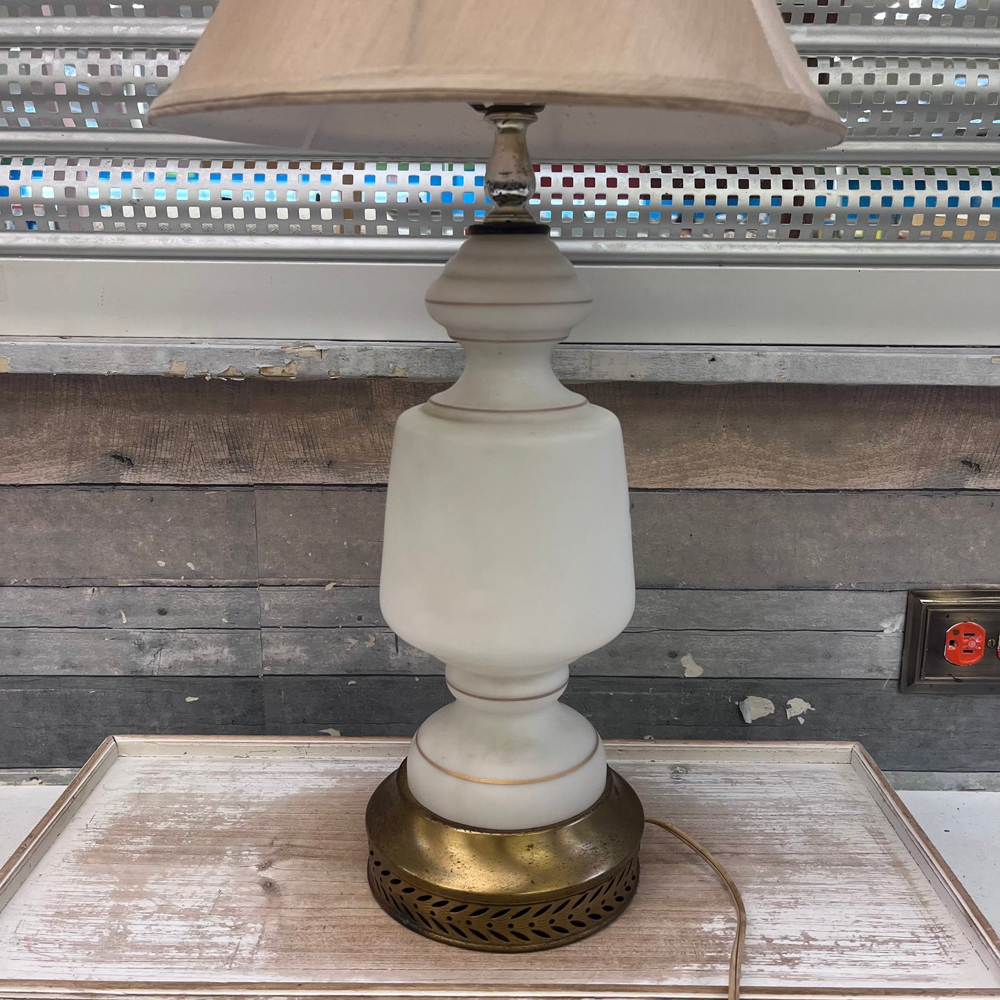 Floral Gilded Satin Glass Lamp