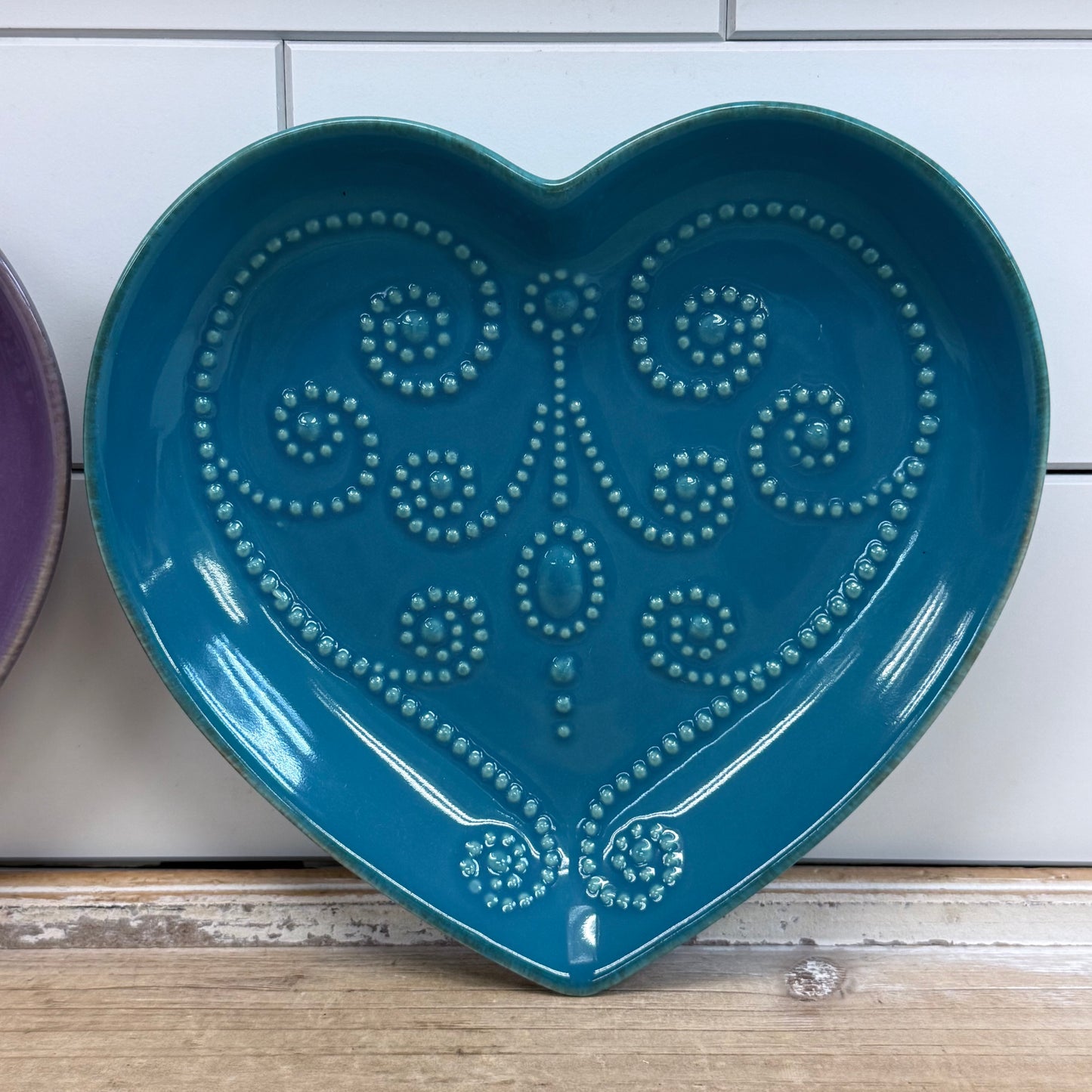 Lenox French Perle Heart Shaped Dishes Purple Blue Set of 2