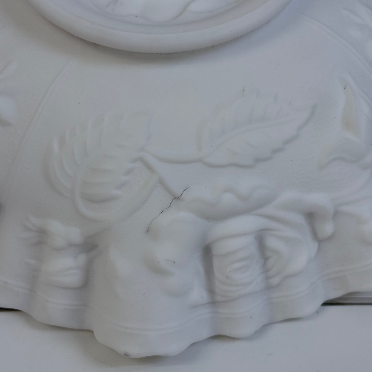 White Milk Glass Rose Bowl with Ruffled Rim