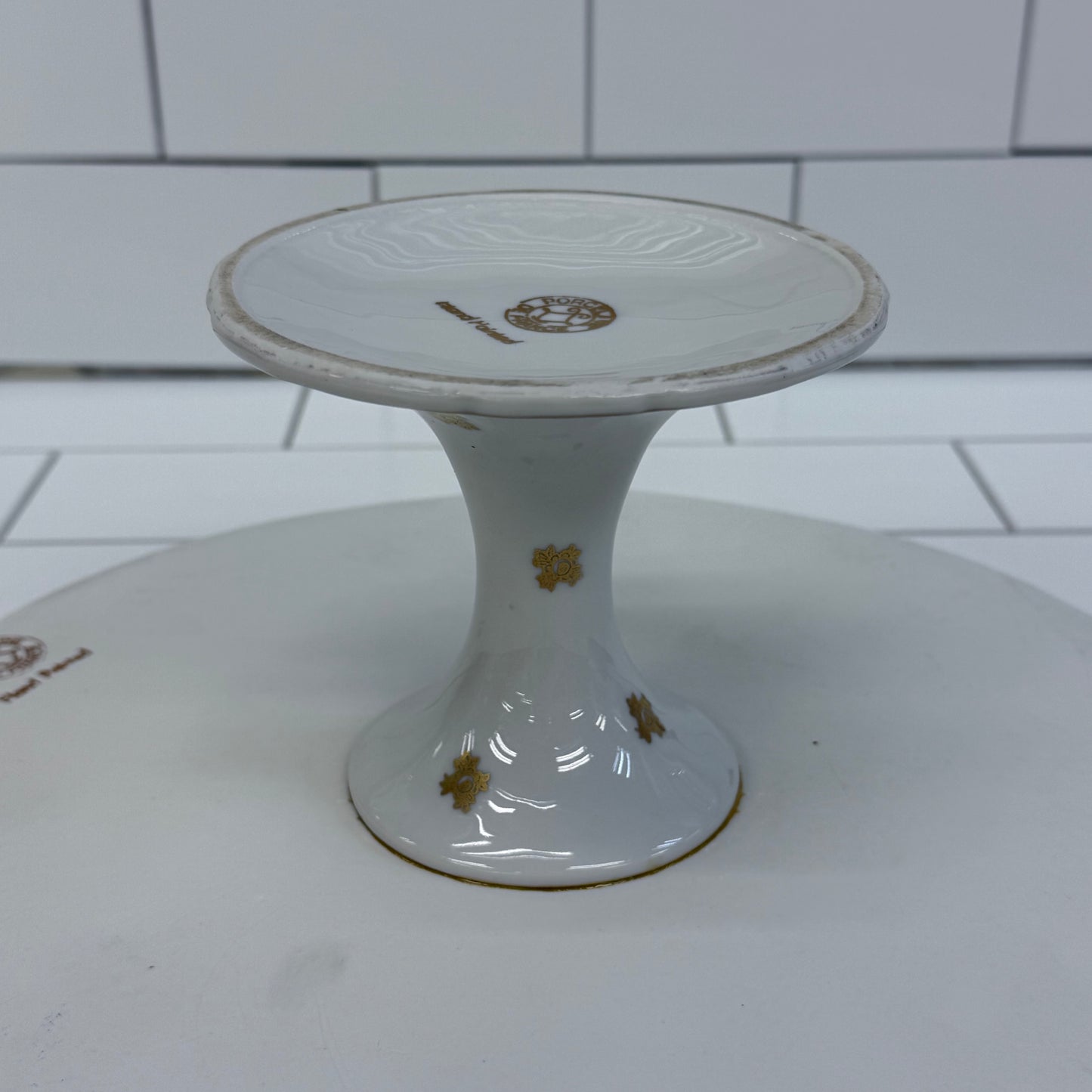 Porcelaine de France Cake Stand, Hand Painted Gilded