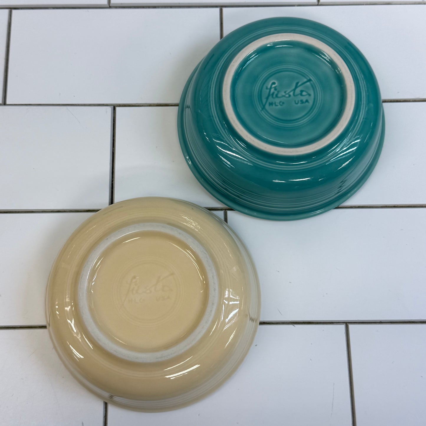 Fiesta Ivory & Turquoise Bowls Set of 2 HLC USA
