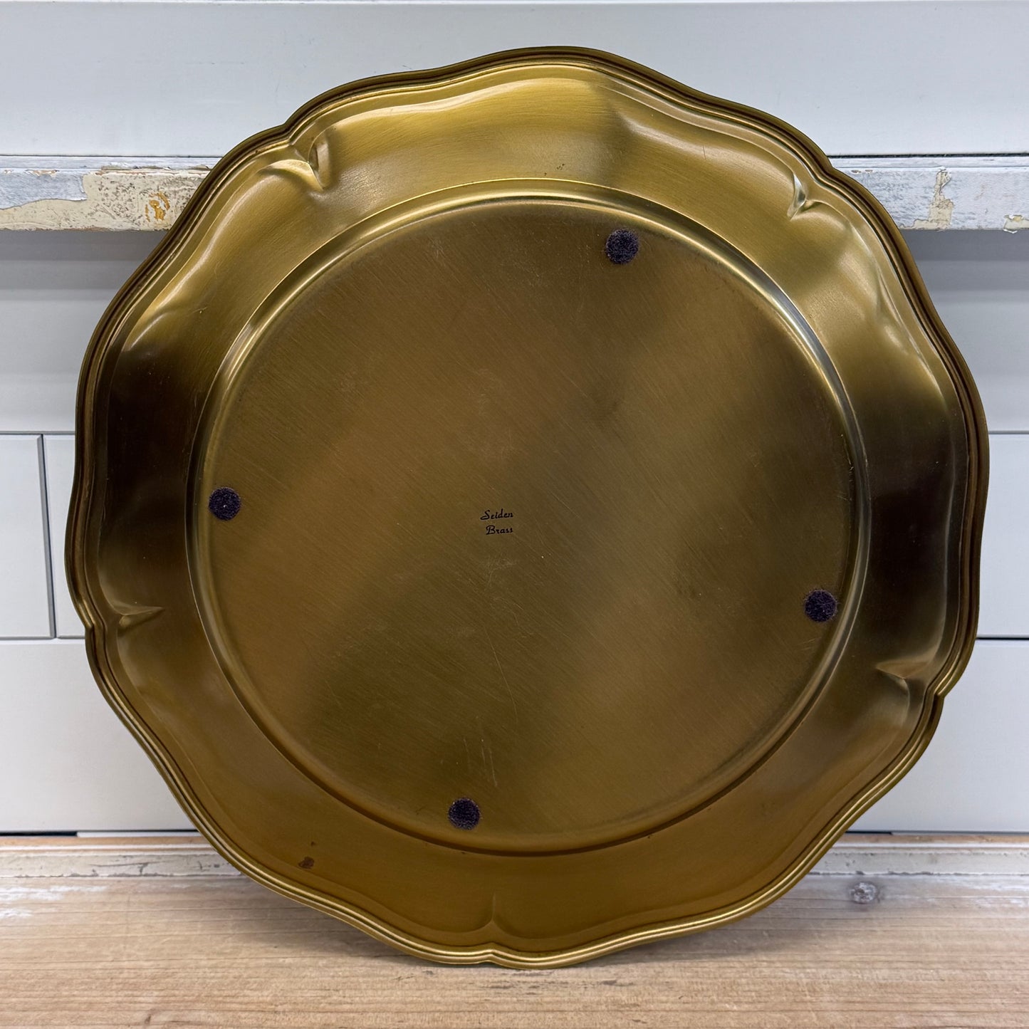 Seiden Brass Scalloped Serving Tray Hollywood Regency