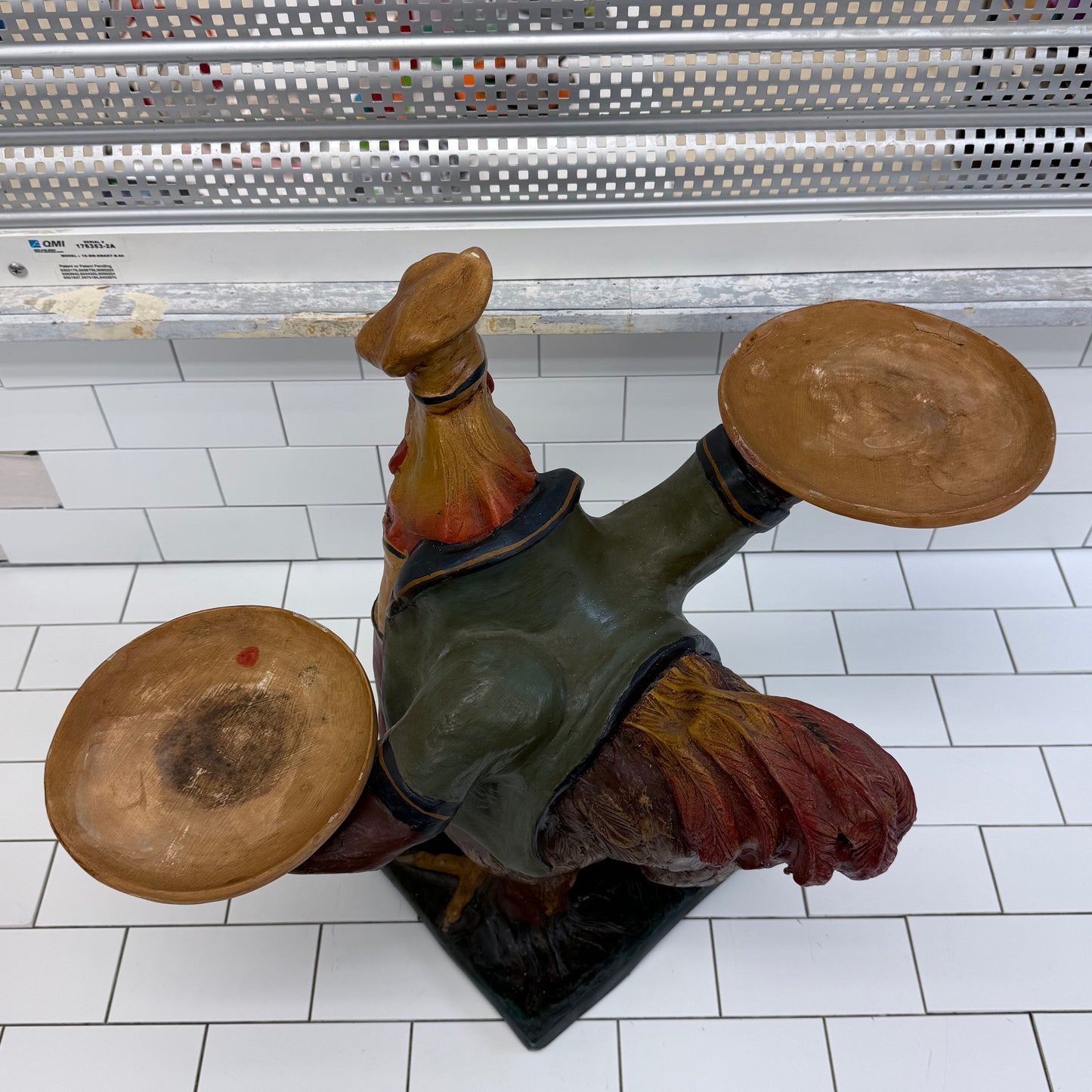 Rooster Waiter Serving Statue Vintage 1980s