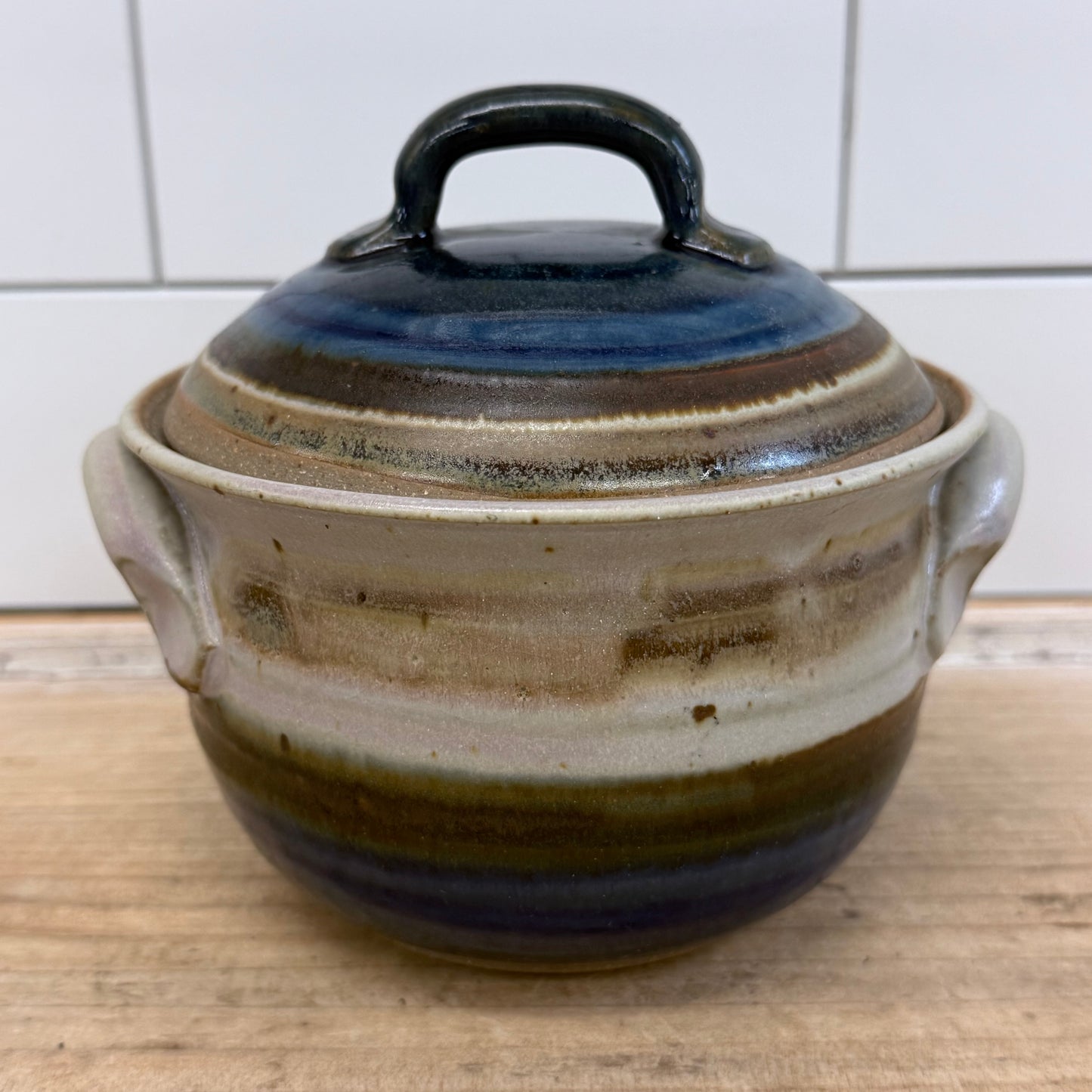 Holloman Pottery Drip Glaze Lidded Stoneware Jar