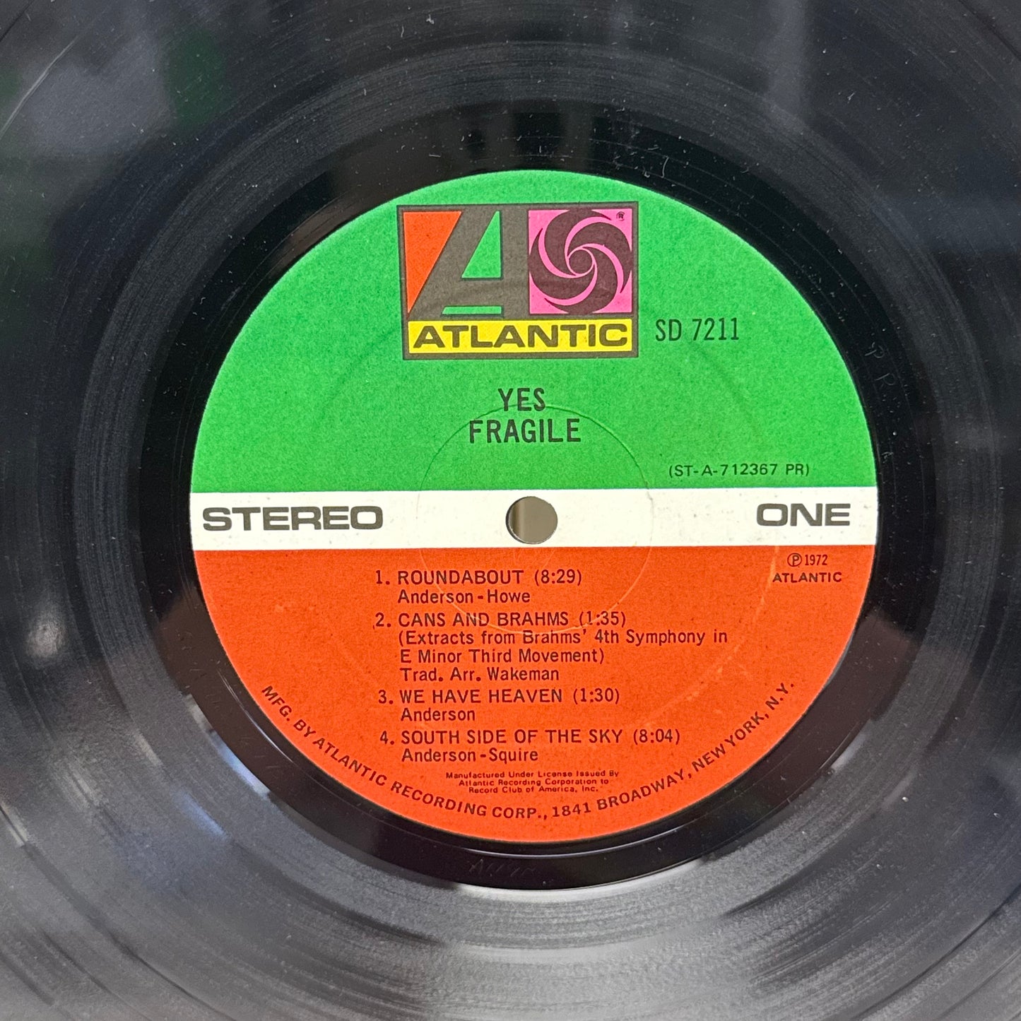 Yes Fragile Vinyl Record LP 1972