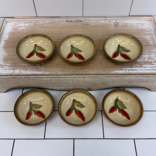 Clay Art Serrano Pepper Condiment Bowls Set of 6