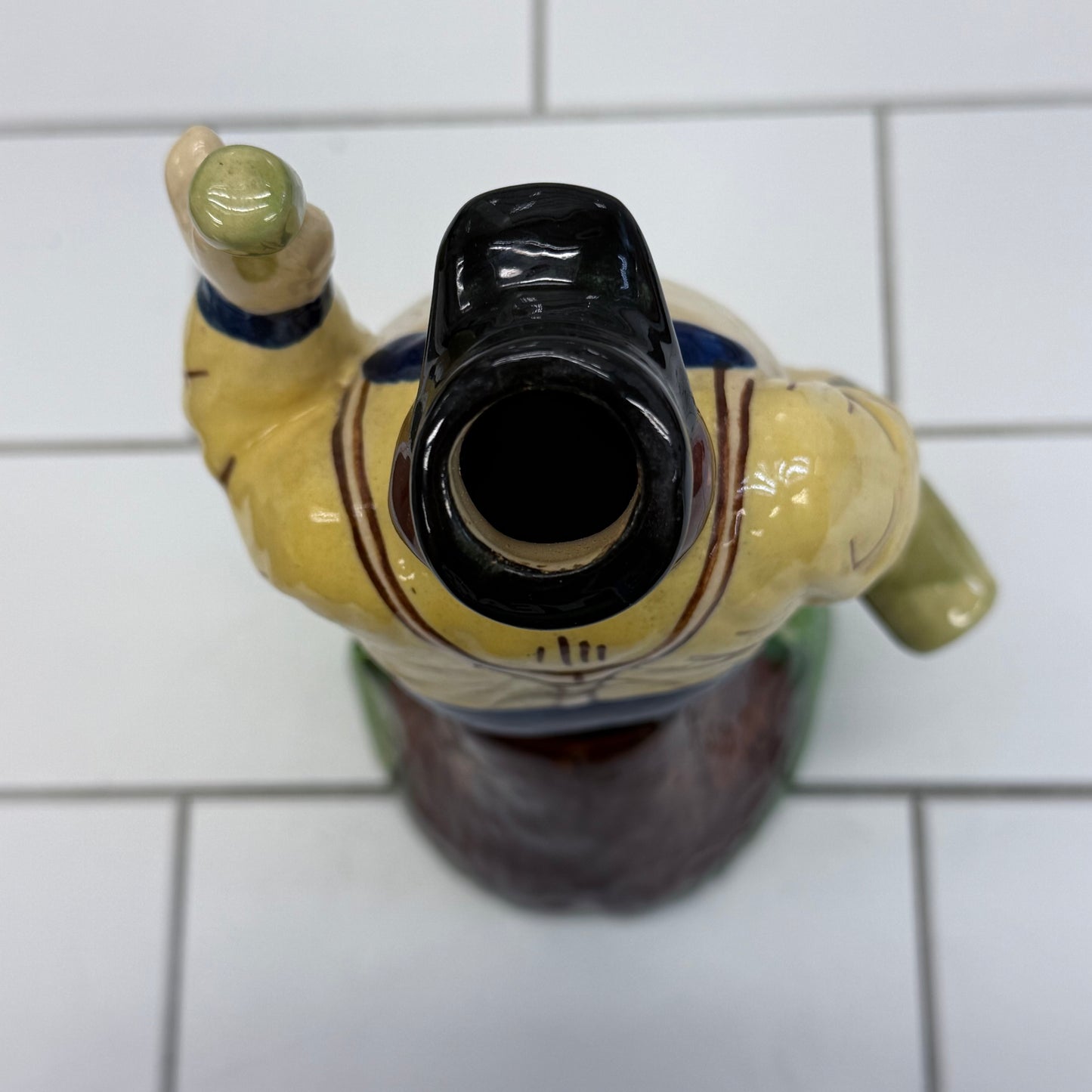 German Figural Decanter, Rare Ceramic Hand Painted