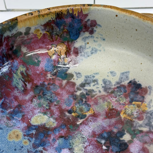 Studio Art Pottery Crystalline Glaze Double Handled Stoneware Bowl
