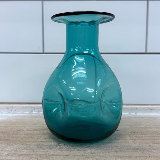 Hand Blown Dimpled Glass Vase, Signed