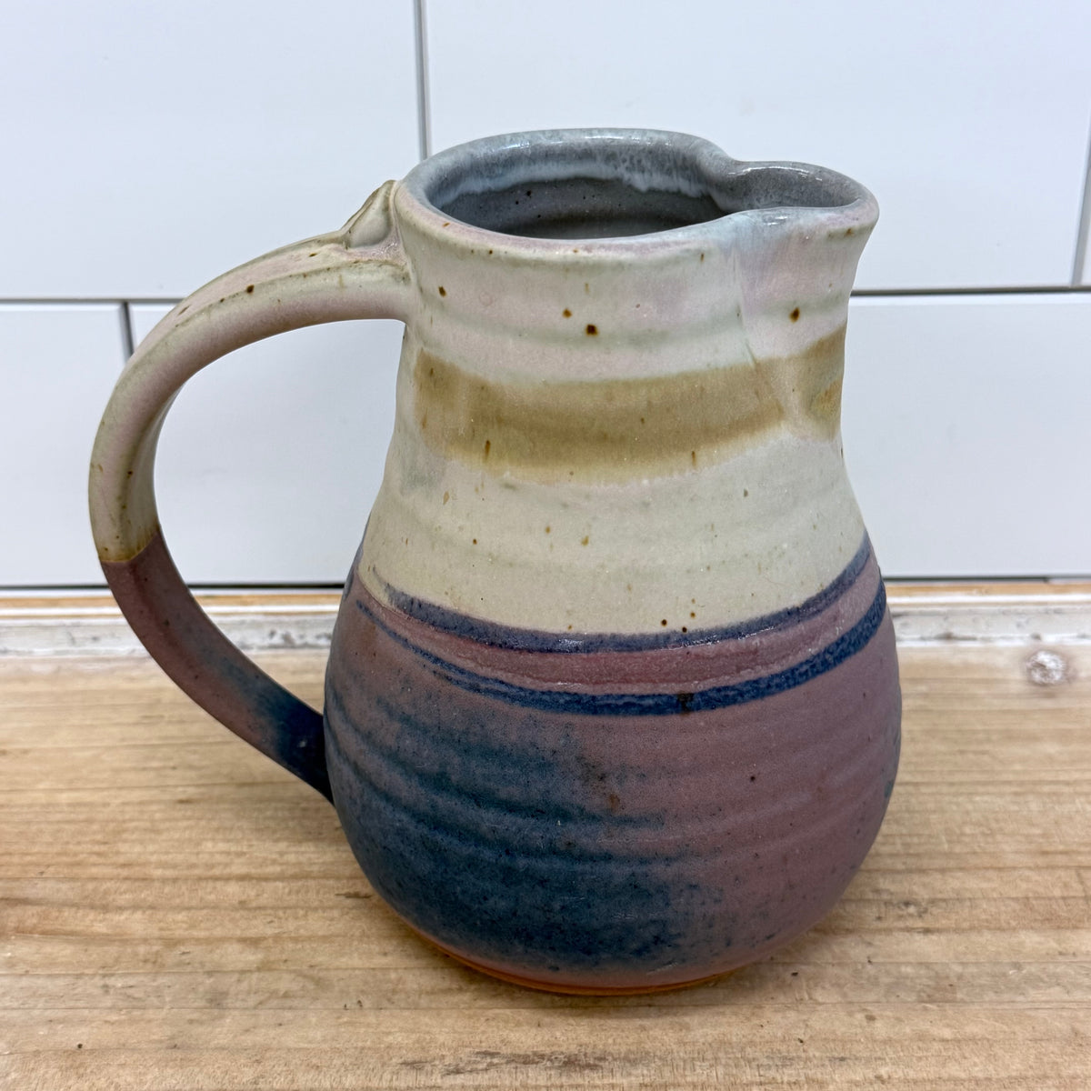 Holloman Signed Studio Pottery Stoneware Pitcher 1980s