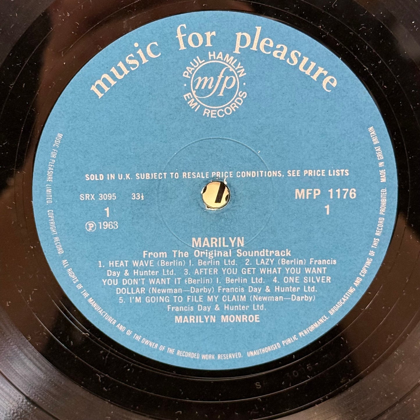 Marilyn Monroe Marilyn Vinyl Record LP 1963 #MFP1176