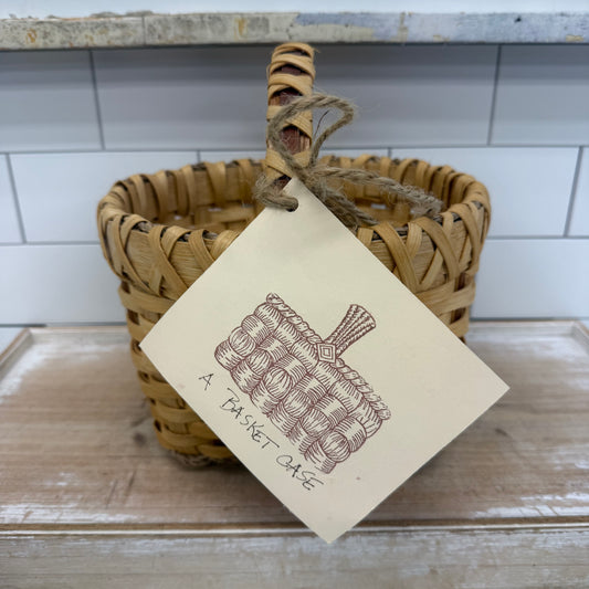 Handwoven Williamsburg Oak Handle Market Basket Signed