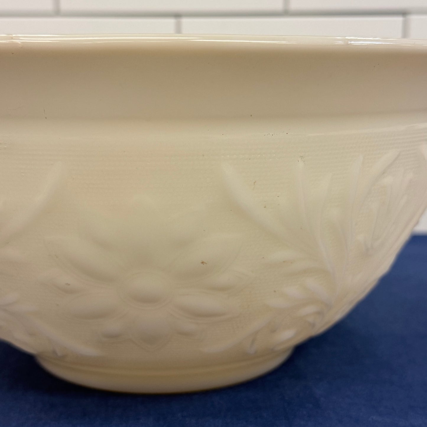 Anchor Hocking Milk Glass Punch Bowl & 10 Cup Set 1960s