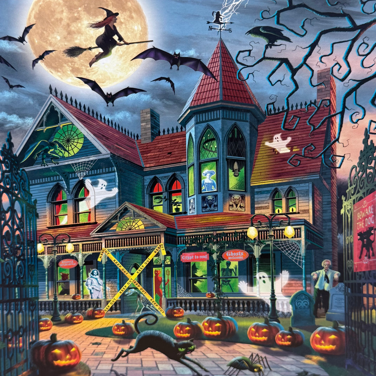 White Mountain Halloween 1000 Piece Puzzles Set of 2 With Posters