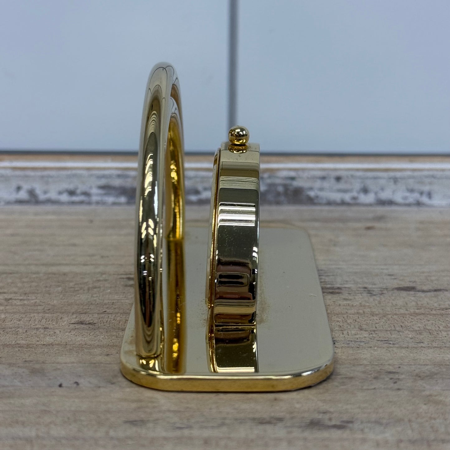 Howard Miller Brass Gold Plated Desk Clock Card Holder