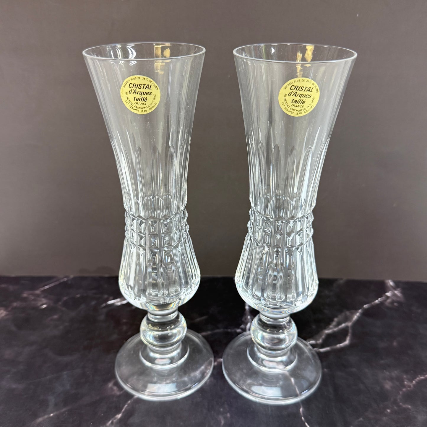 Cristal d’Arques Cut Lead Crystal Vases, Set of 2