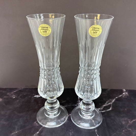 Cristal d’Arques Cut Lead Crystal Vases, Set of 2
