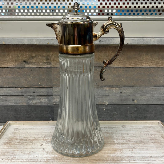 Silver Plate & Glass Serving Carafe with Ice Insert