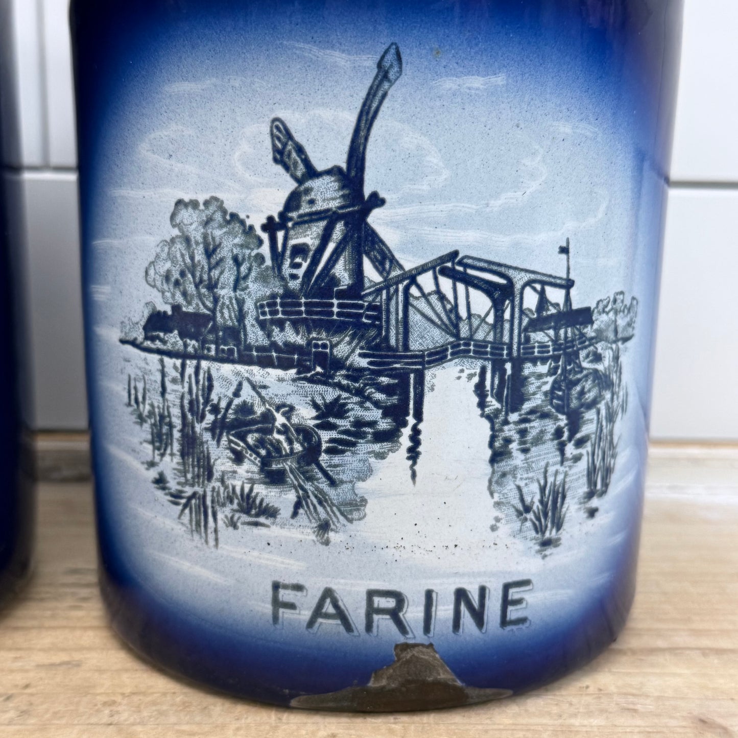Windmill Enamelware Flour & Coffee Canisters, Set of 2