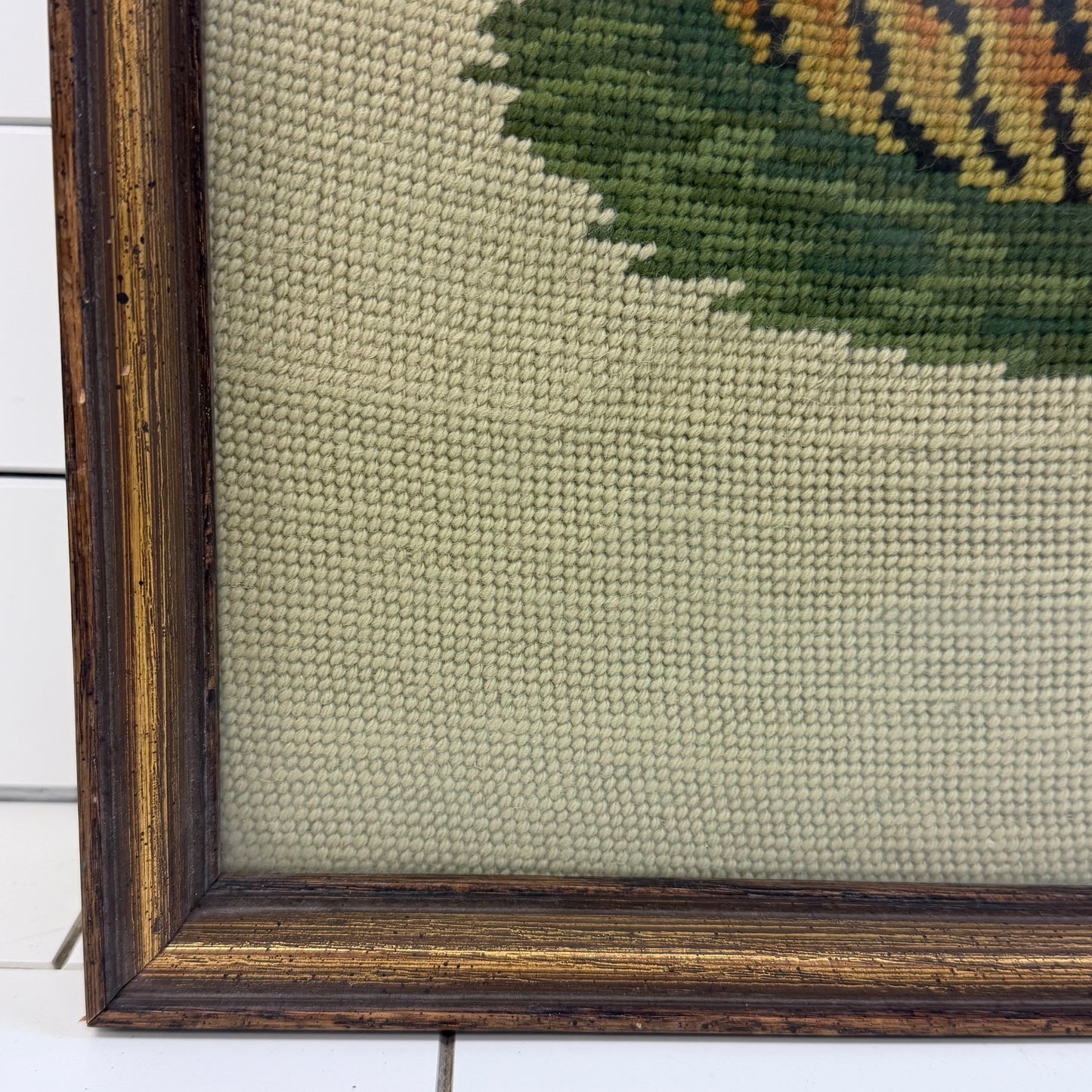 Tiger Needlepoint Framed Textile Wall Art