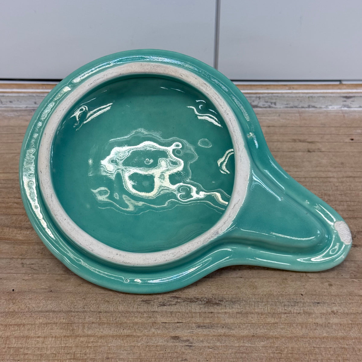 Russel Wright Style Seafoam Green Ceramic Covered Pitcher