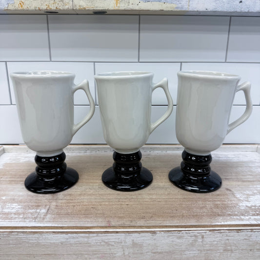 Hall Pottery Pedestal Irish Coffee Mugs, Set of 3