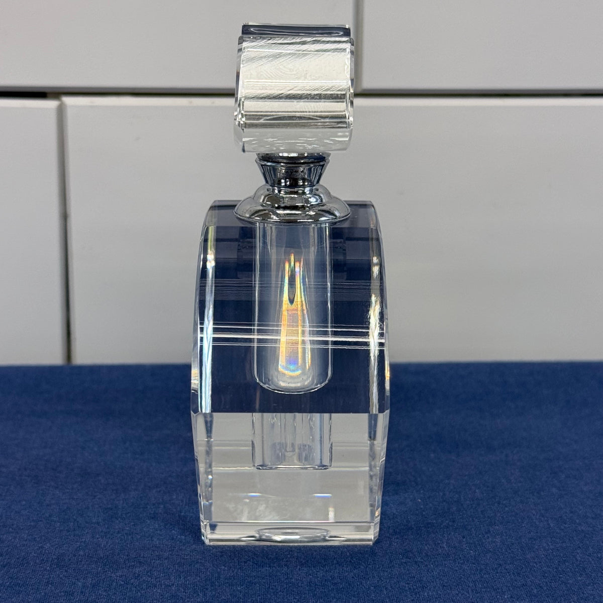 Oleg Cassini Fan Crystal Perfume Bottle Signed