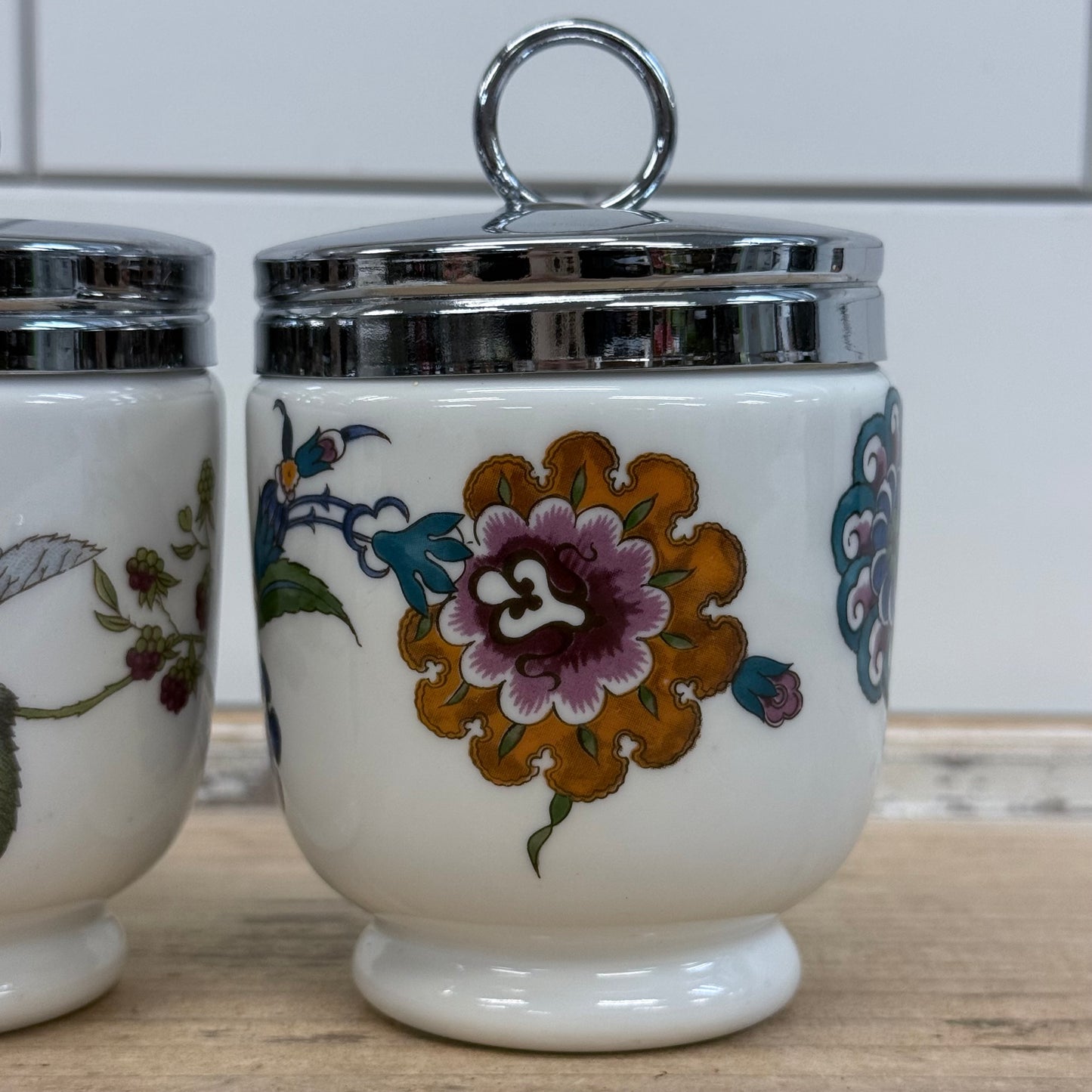 Royal Worcester Porcelain Egg Coddlers Set of 2 England 1970s