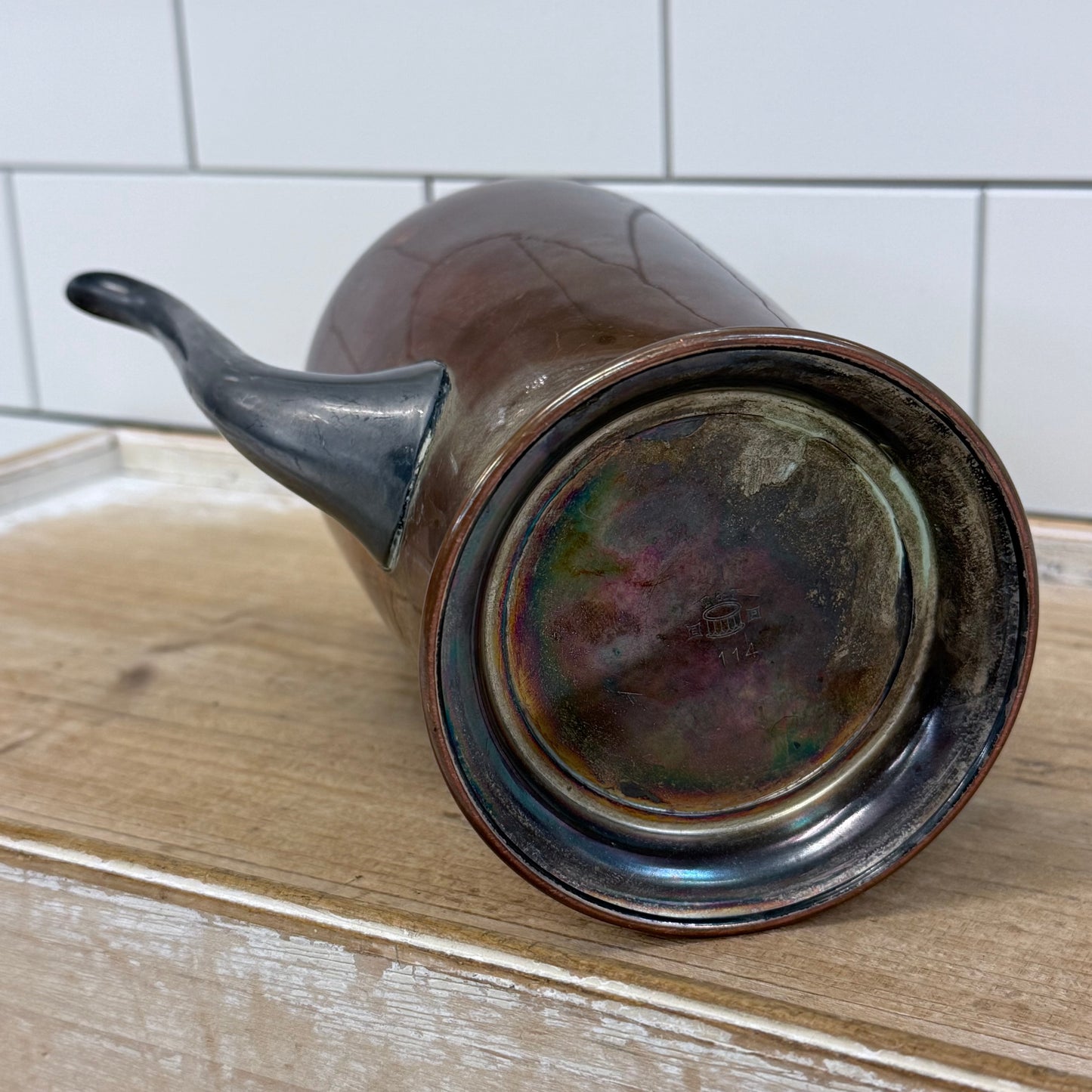 Taber & Tibbits Copper Silver plate Coffee Pot 1920s