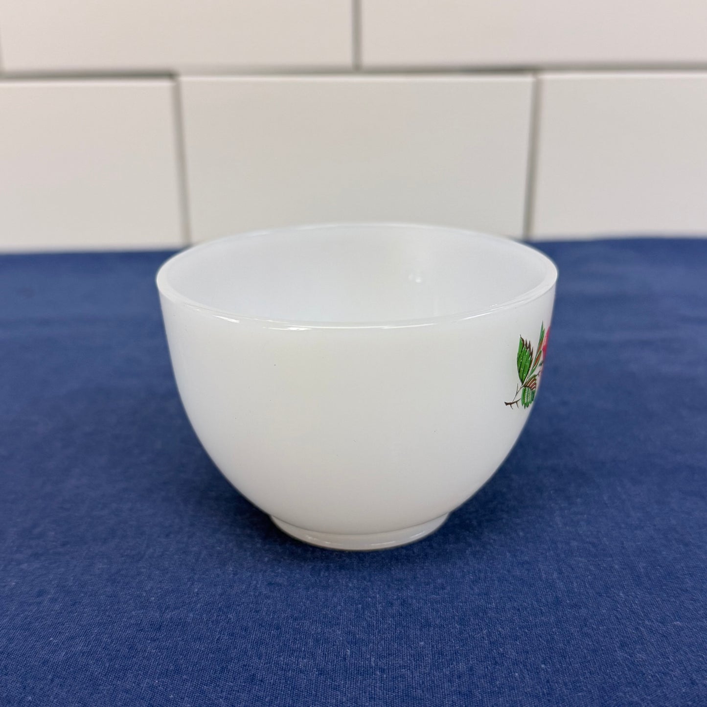 Federal Glass Rosecrest Snack Set in Box, Set of 8, Milk Glass