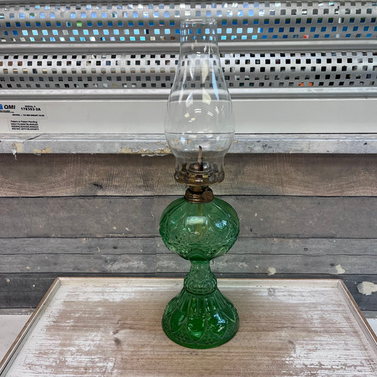 Oil Lamp, Embossed Pressed Glass