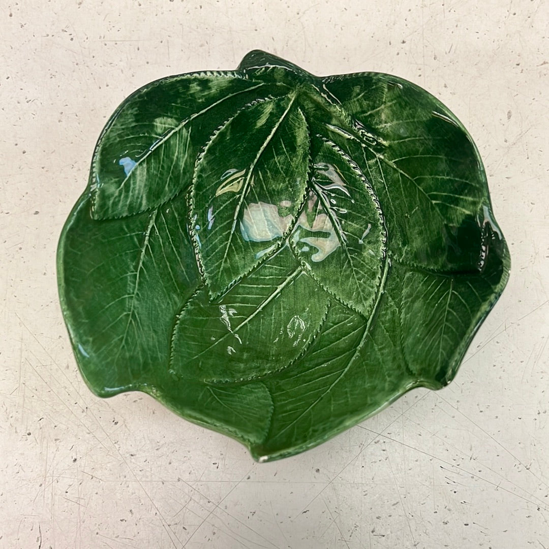 Hand-painted Cabbage Leaf Bowls, Set of 2