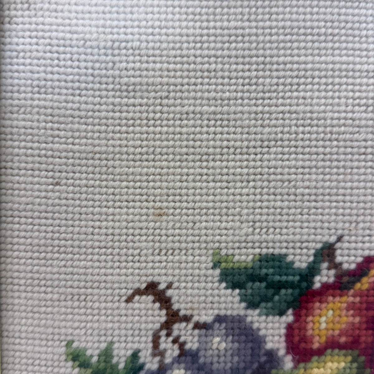 Fruit Still Life with Blue Pitcher Framed Needlepoint Art
