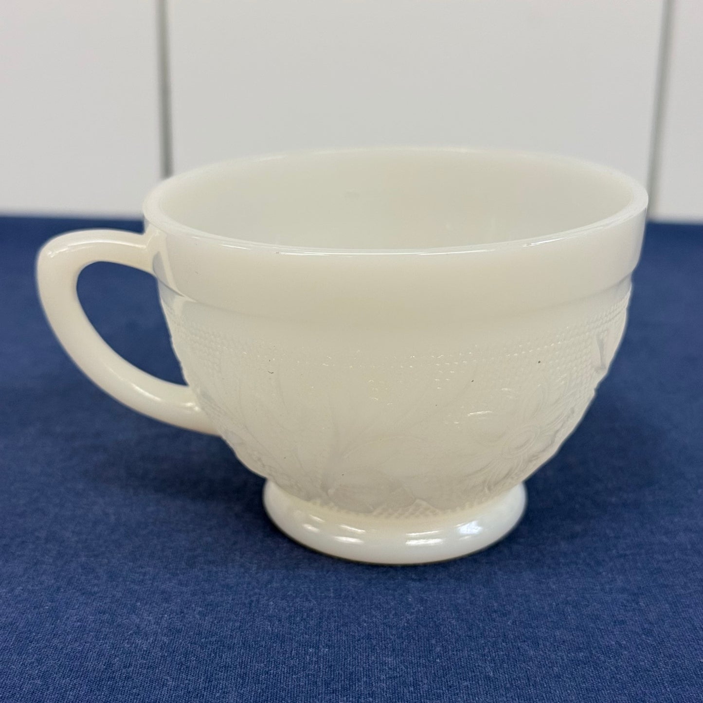 Anchor Hocking Milk Glass Punch Bowl & 10 Cup Set 1960s