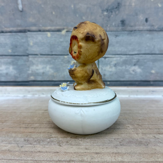 Napco Bisque Porcelain Owl Trinket Box