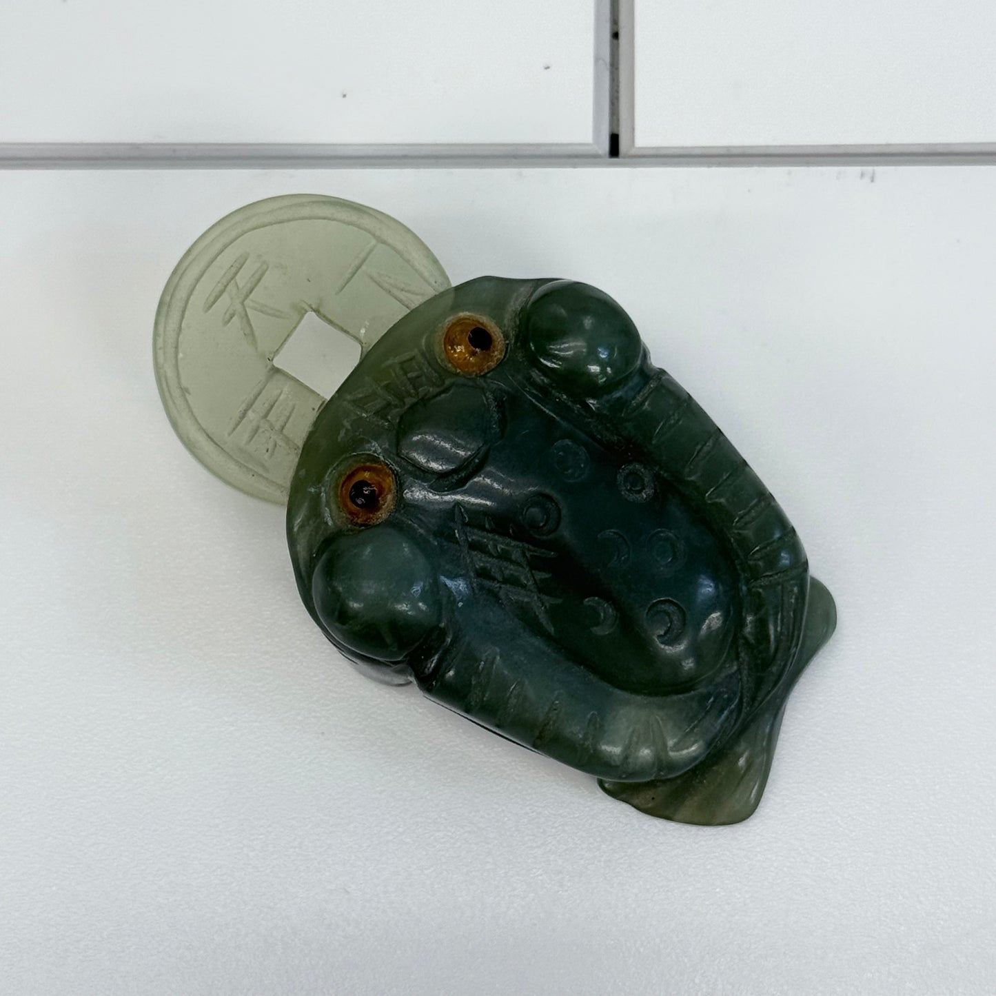 Carved Jade Jin Chan Money Frog Figurine
