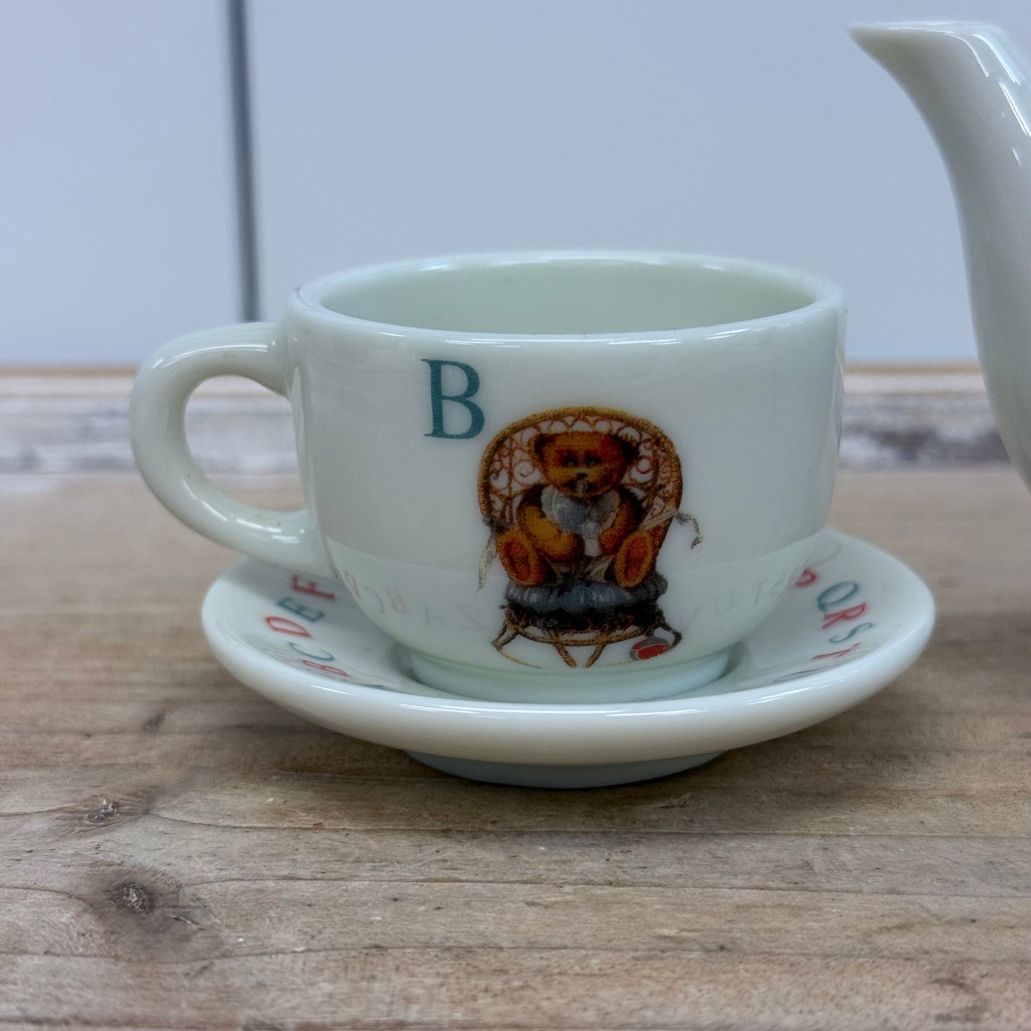 Midwest Cannon Falls Alphabet Bear Child Tea Set Porcelain