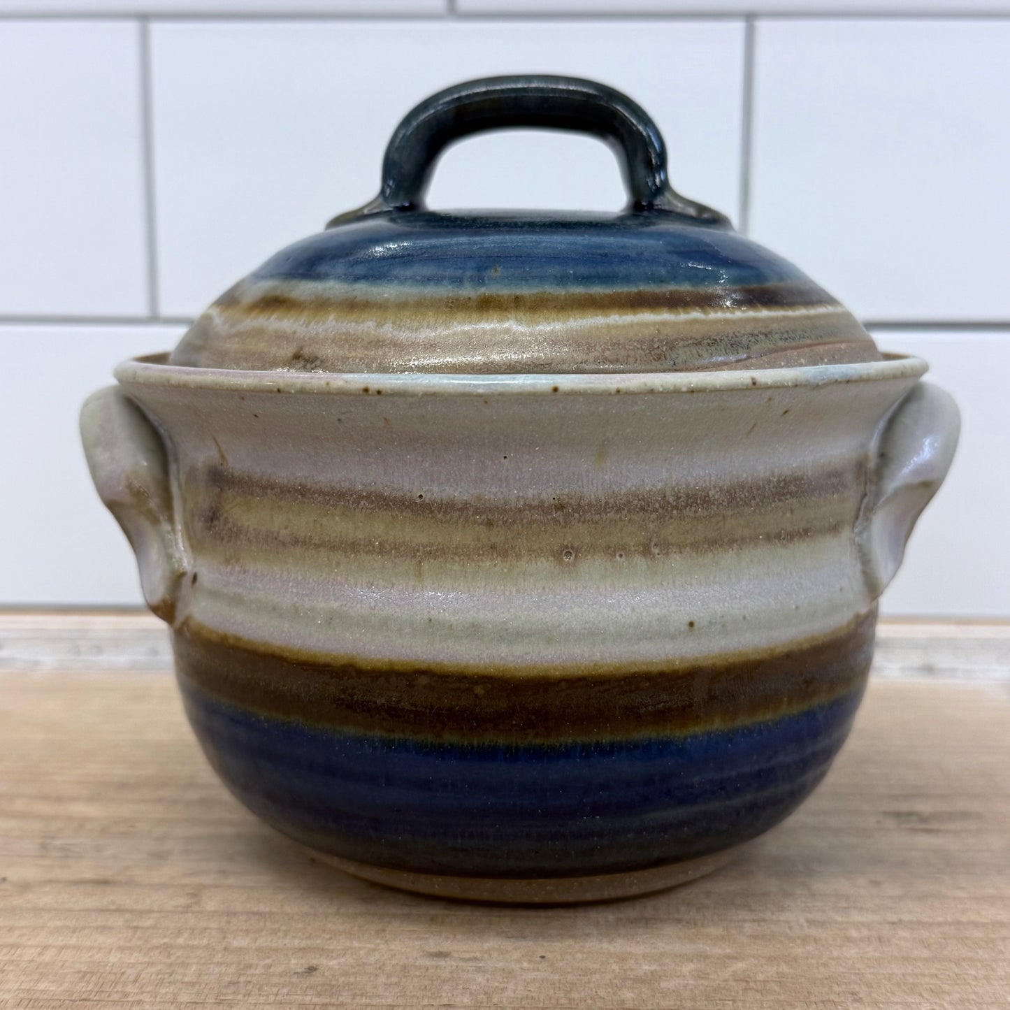 Holloman Pottery Drip Glaze Lidded Stoneware Jar