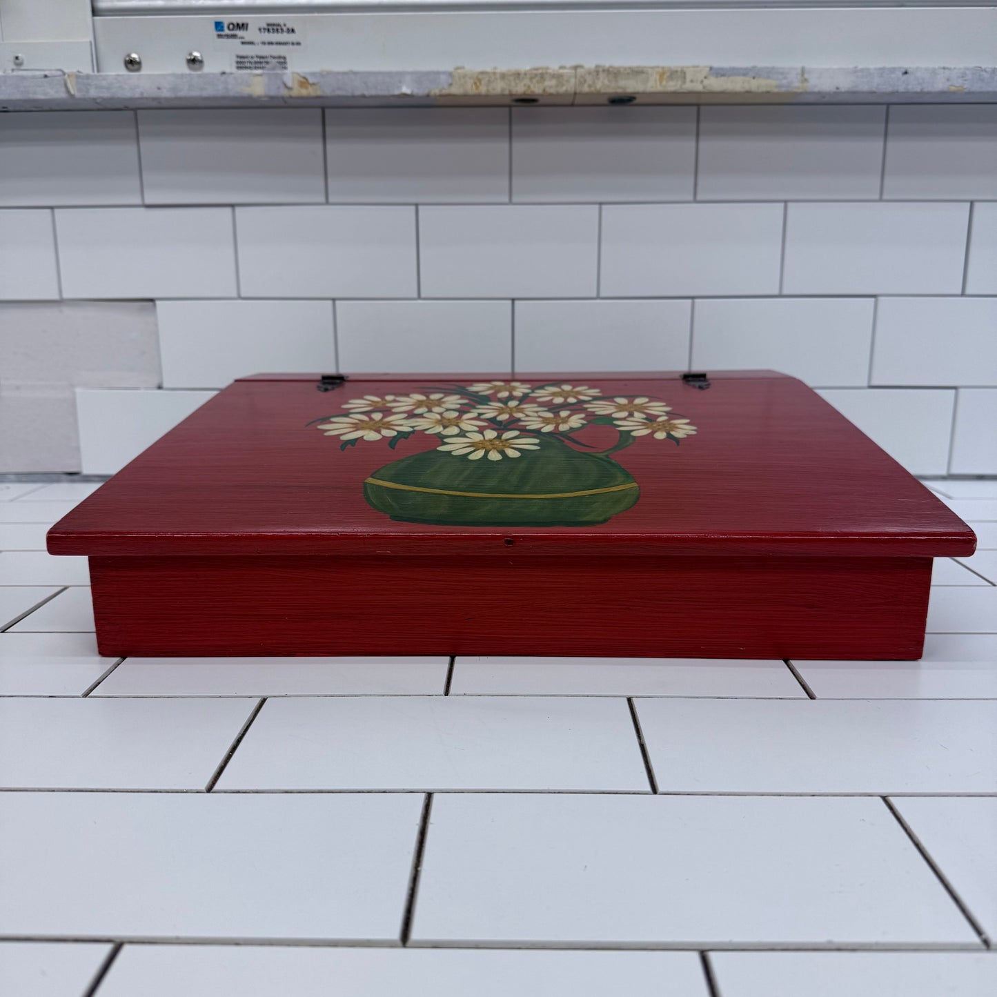 Vintage Folk Art Floral Wooden Storage Box