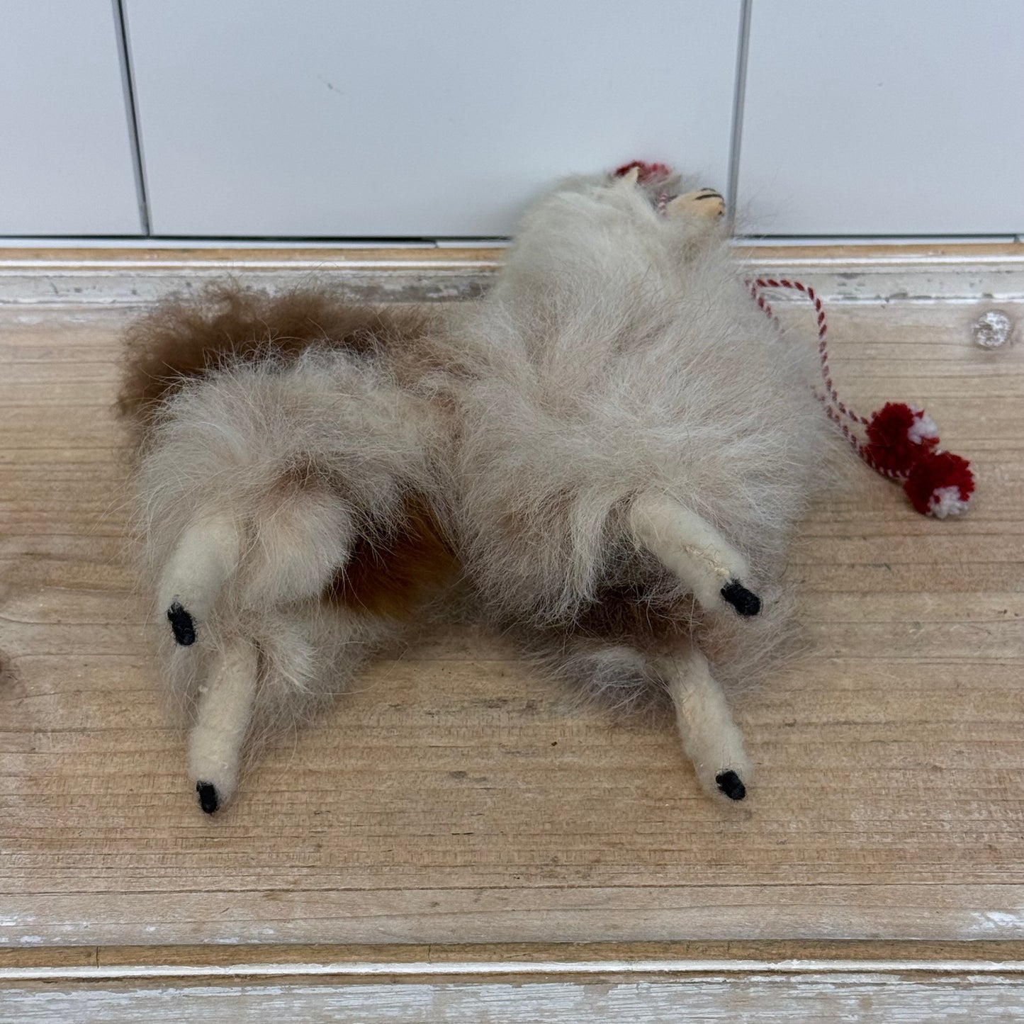 Peruvian Alpaca Fur Figurine Poseable Handmade Llama