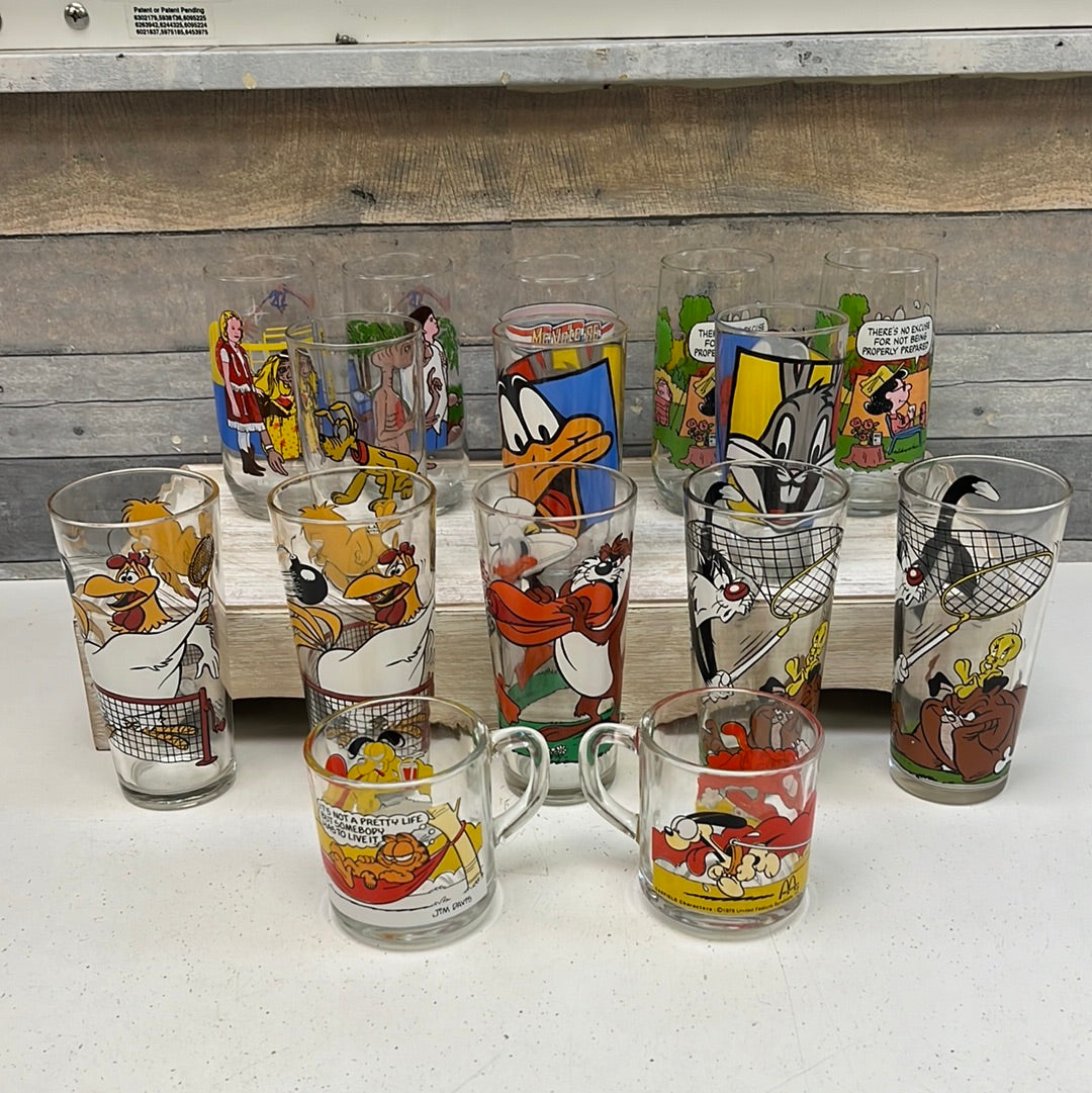 Vintage Collectible Character Glasses, 1970s-1990s