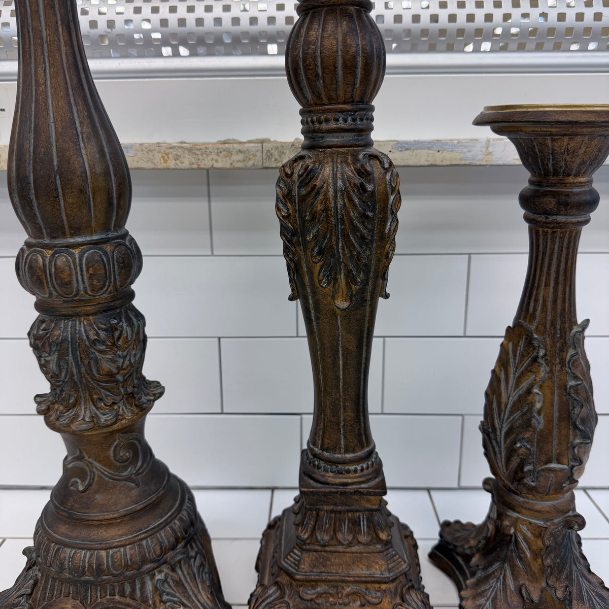 Fitz & Floyd Ornate Pillar Candle Holders Set of 3