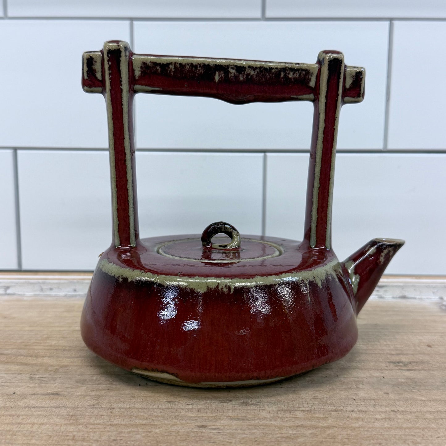 Vintage Oxblood Flambé Studio Pottery Teapot 1980s